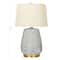 26&#x27;&#x27; Textured Blue Glaze Ceramic Table Lamp with Natural Linen Shade